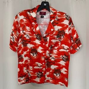 Superdry Orange and White Button Down Shirt